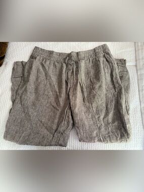 Athleta Women's Retreat Linen Jogger Pant Size Large Taupe Brown Grey Neutral